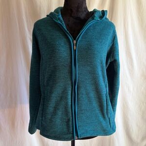 Like New French Laundry Teal Hoodie Fleece Jacket Outdoor Women’s Size Large